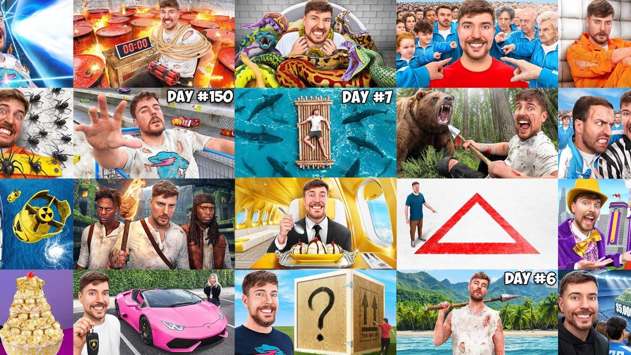 MrBeast thumbnail collage grid