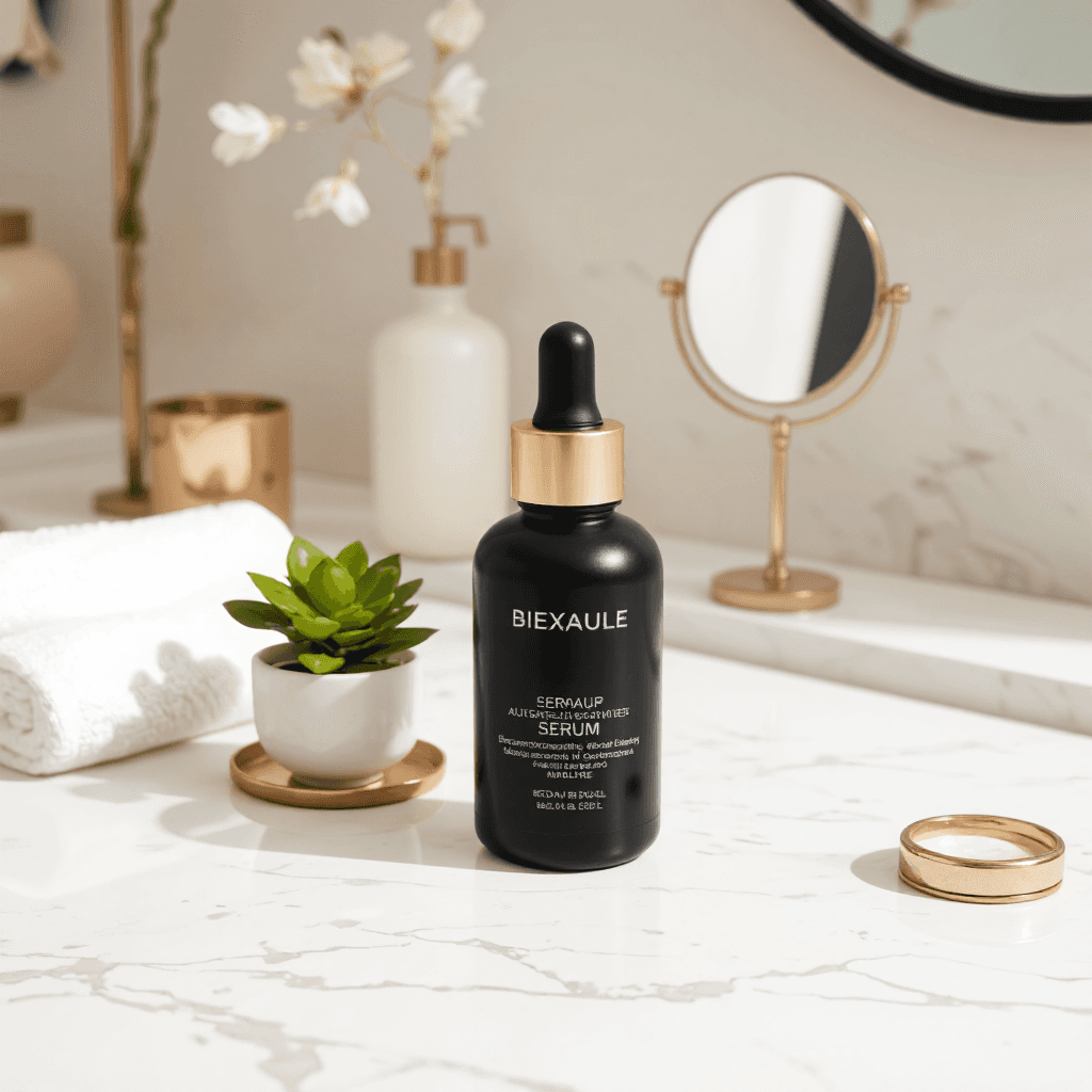 product photography of bottle of serum