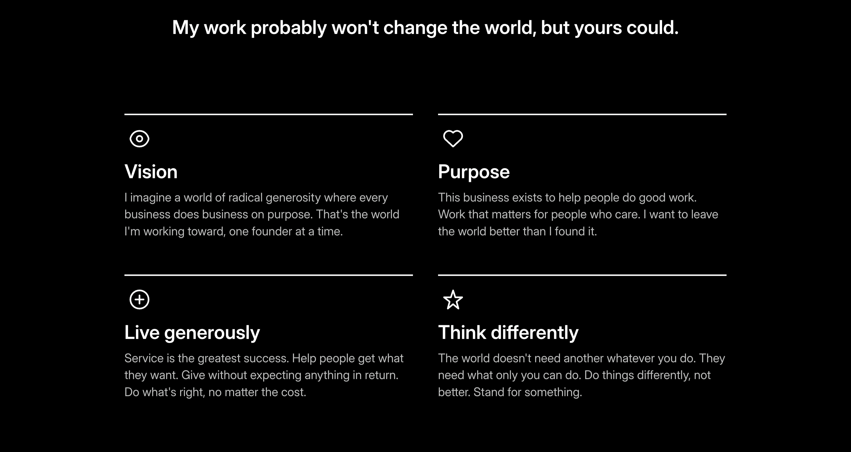 vision, purpose, generosity, differentiation aj brand