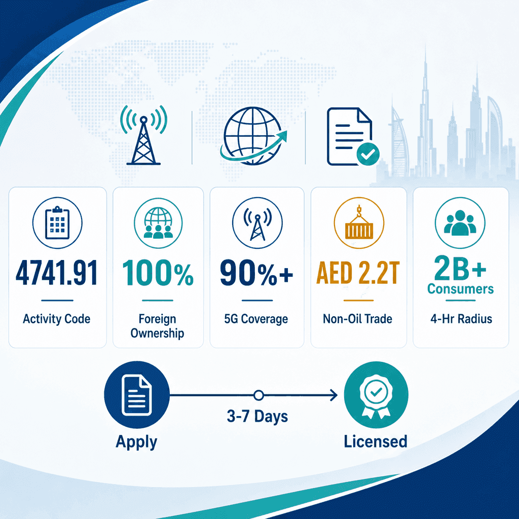 Infographic: Wireless Equipment & Instruments Trading License in Dubai