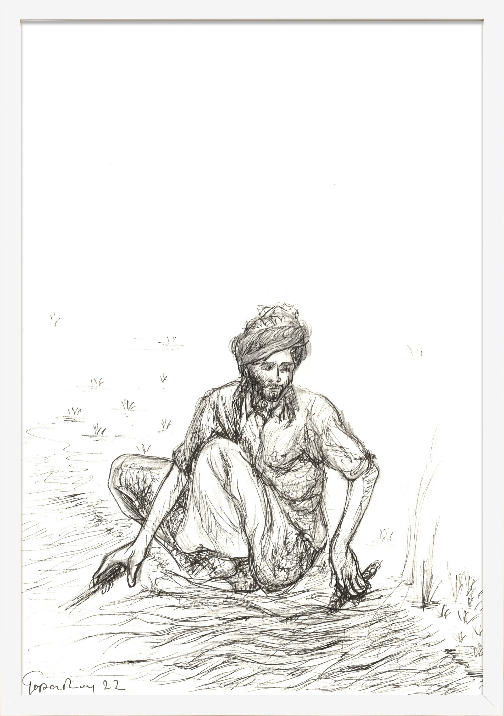 herd of sheep on road painting