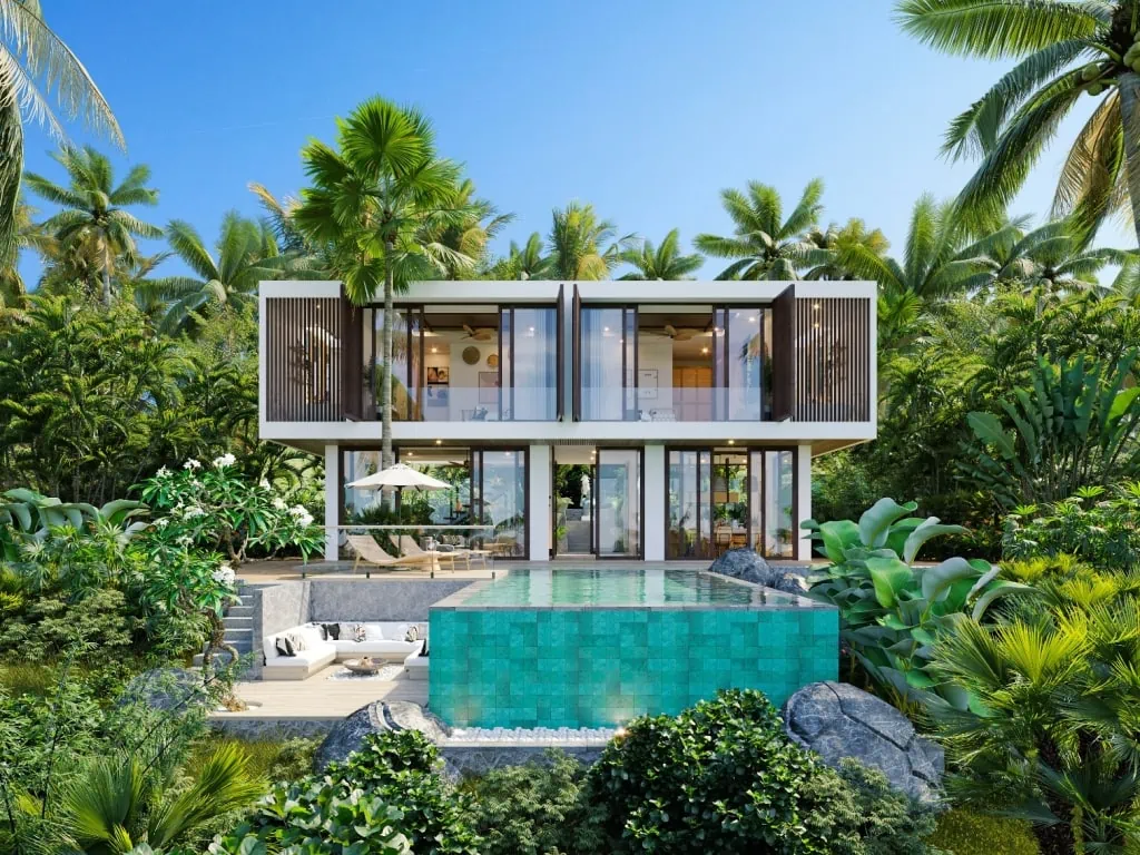 Modern Denpasar villa with private pool and tropical landscaping, listed by a professional real estate agency.