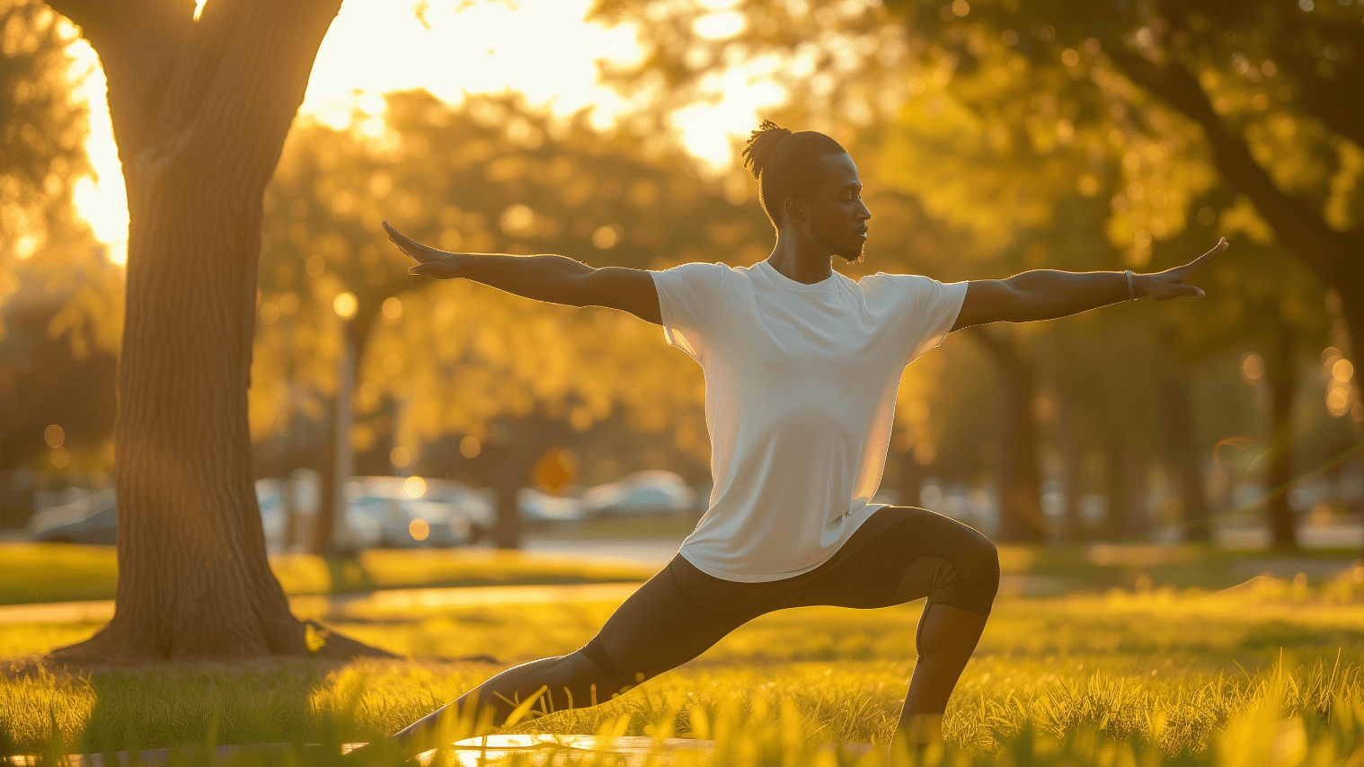 Beginner performing a forward lunge exercise