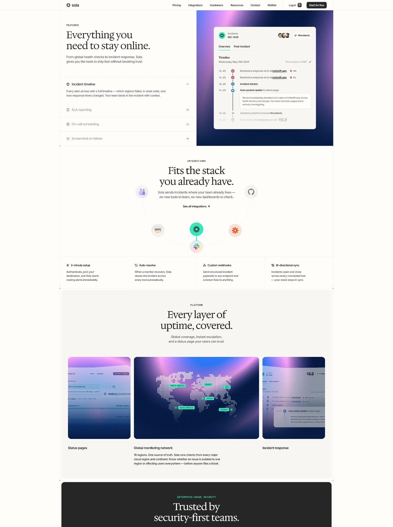 Sola Framer SaaS Template Home Preview