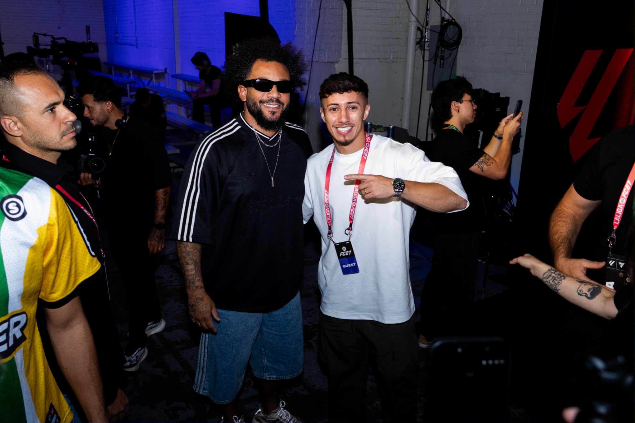 Matty FC, Melu Bertetti and Rodri Cabral at the EA FC event in Brooklyn New York