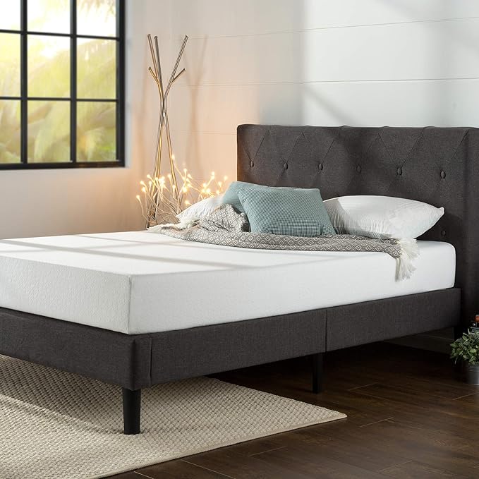 Enhance your workspace with the zinus upholstered platform bed, designed for comfort and efficiency.