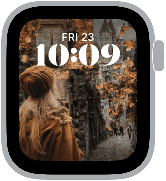 an apple watch face from the fall collage collection