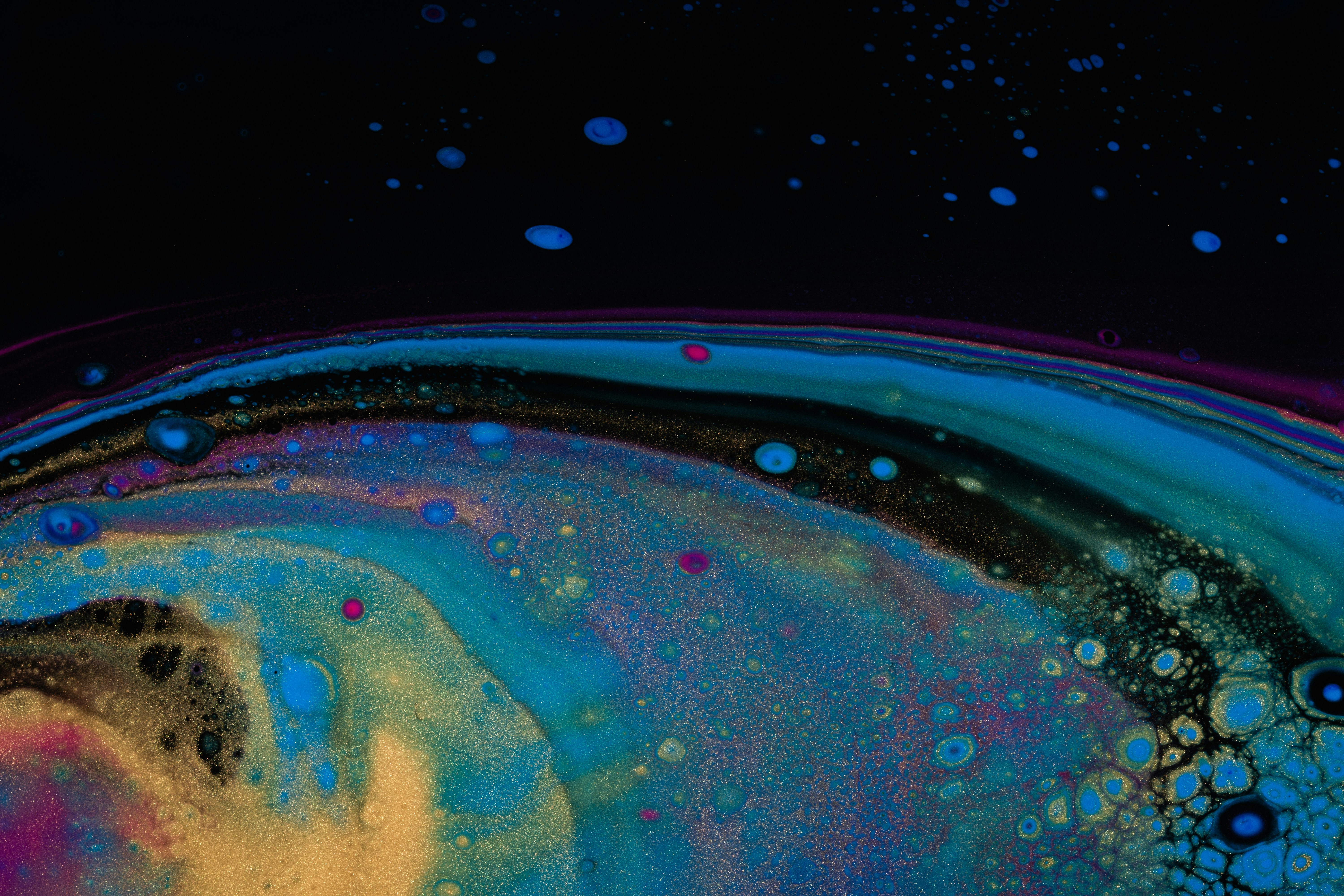 Abstract colorful swirls with dark background