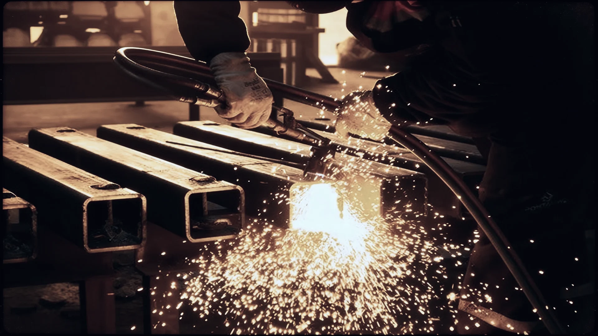 man using welding machine