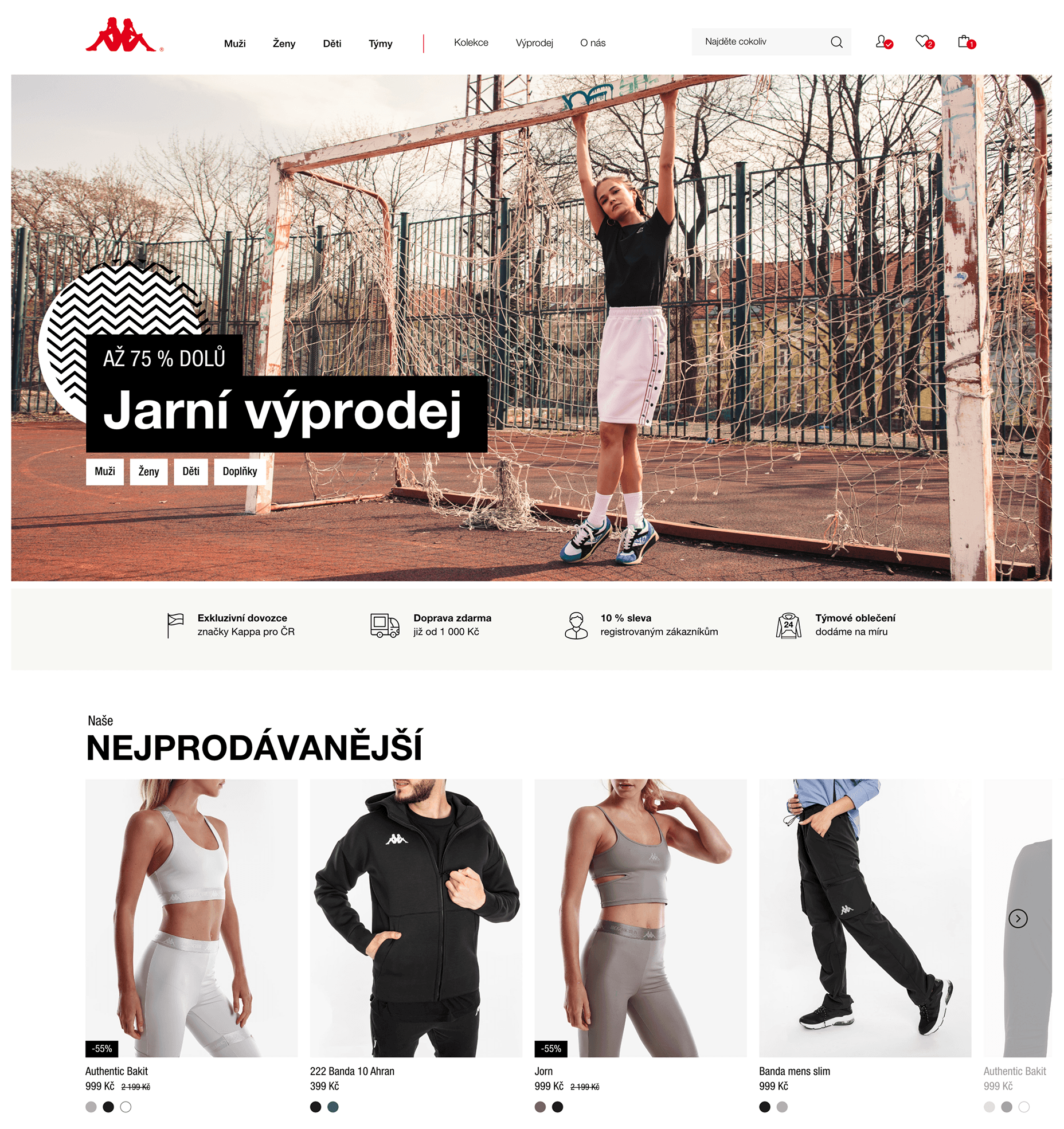 Screenshot of Kappa wear e-shop