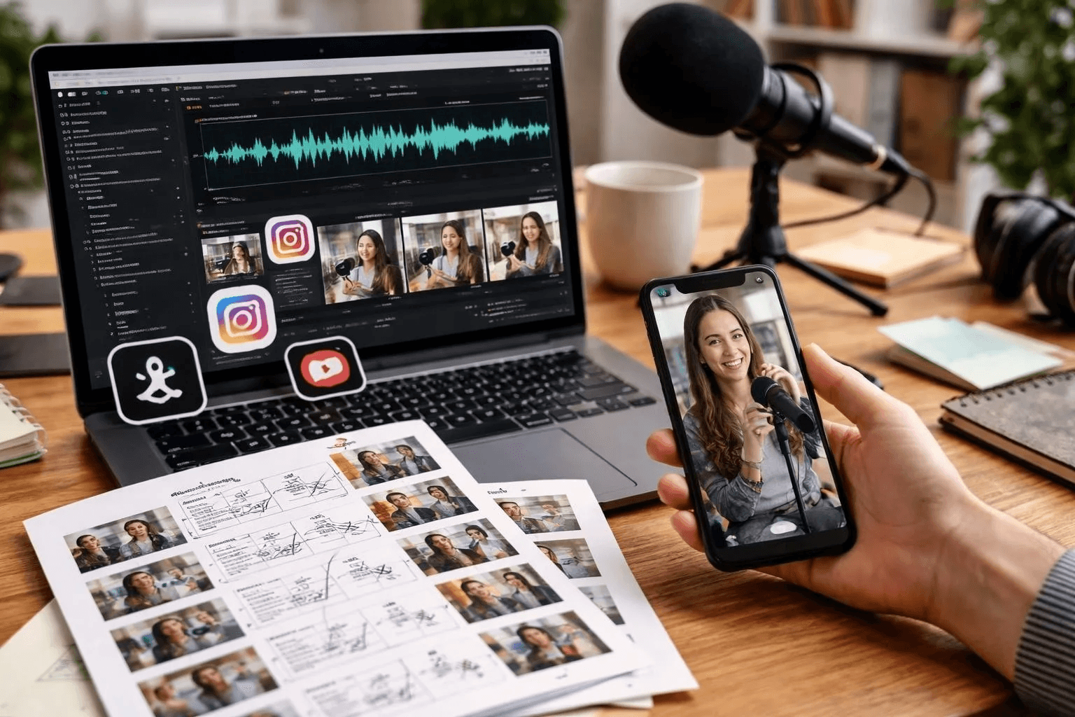 Digital content editing across multiple devices - Podcast Reels