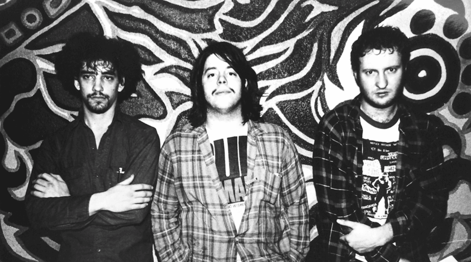 A black and white promo photo of Husker Du