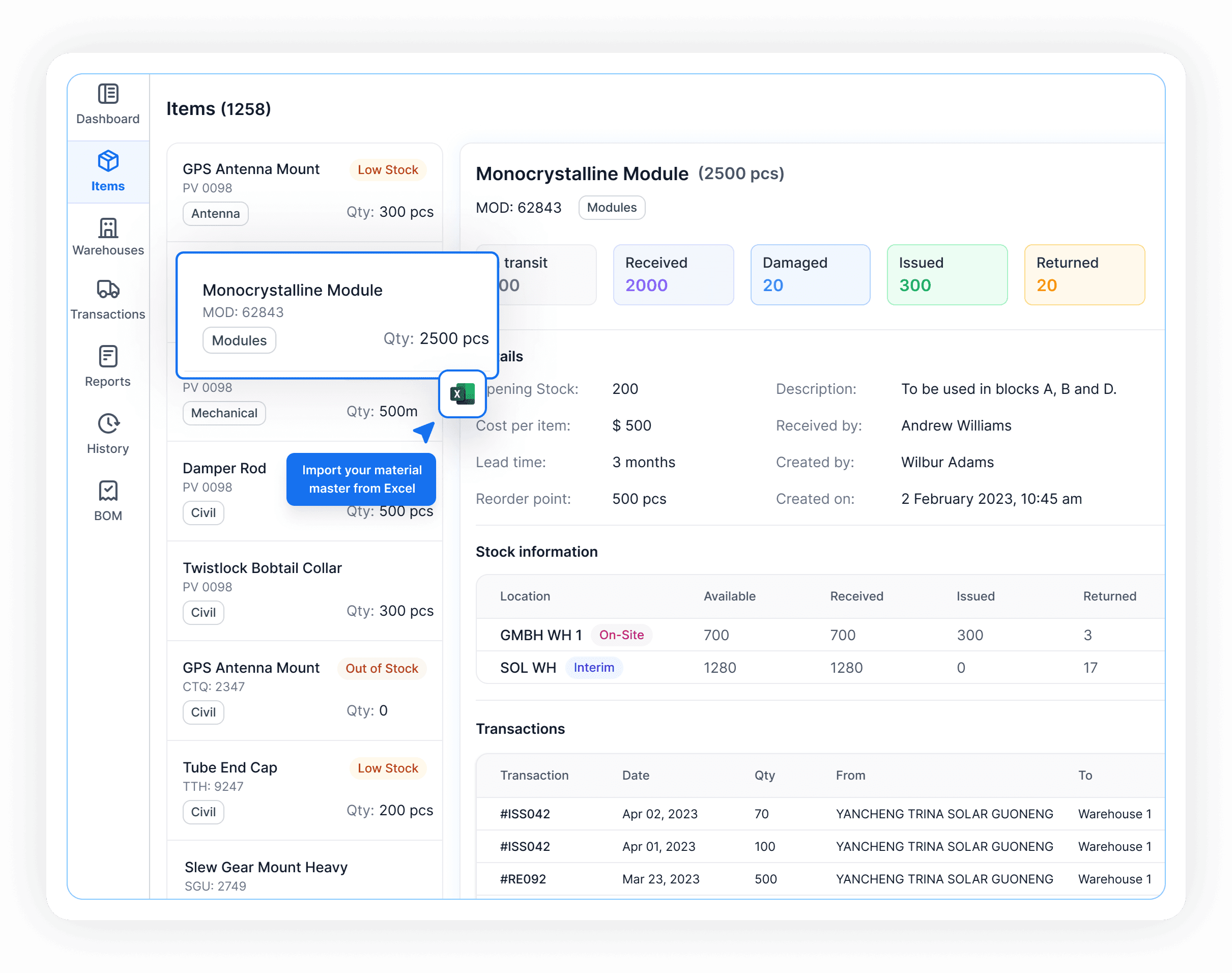 Effortless management of solar project inventory with TaskMapper