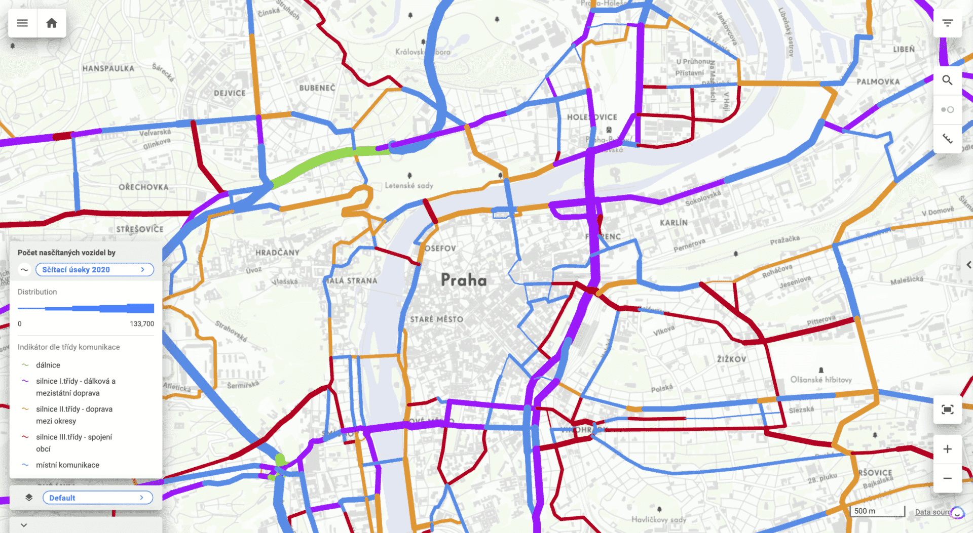 Traffic Dataset visualized in CleverMaps Studio