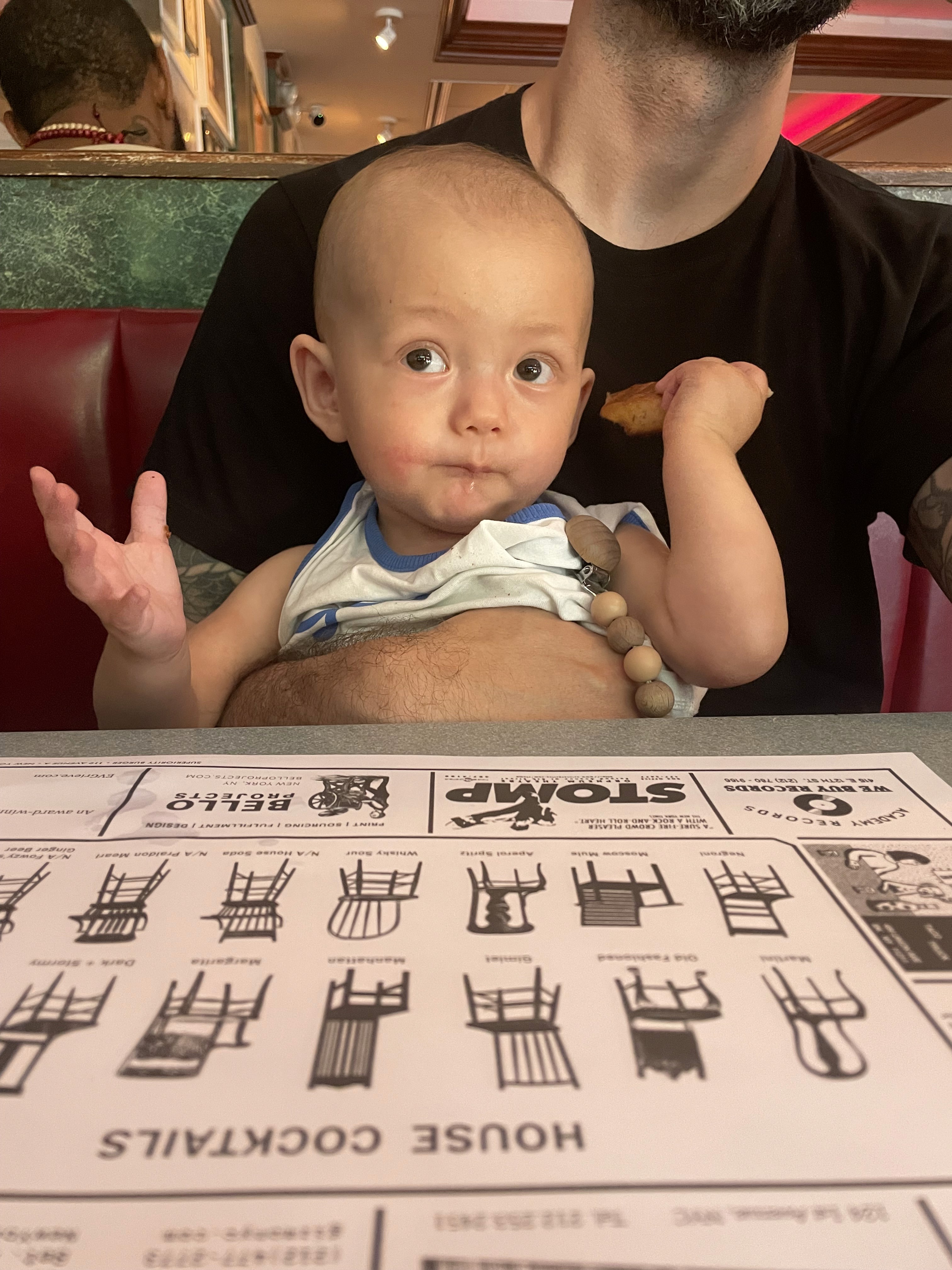 August at a restaurant