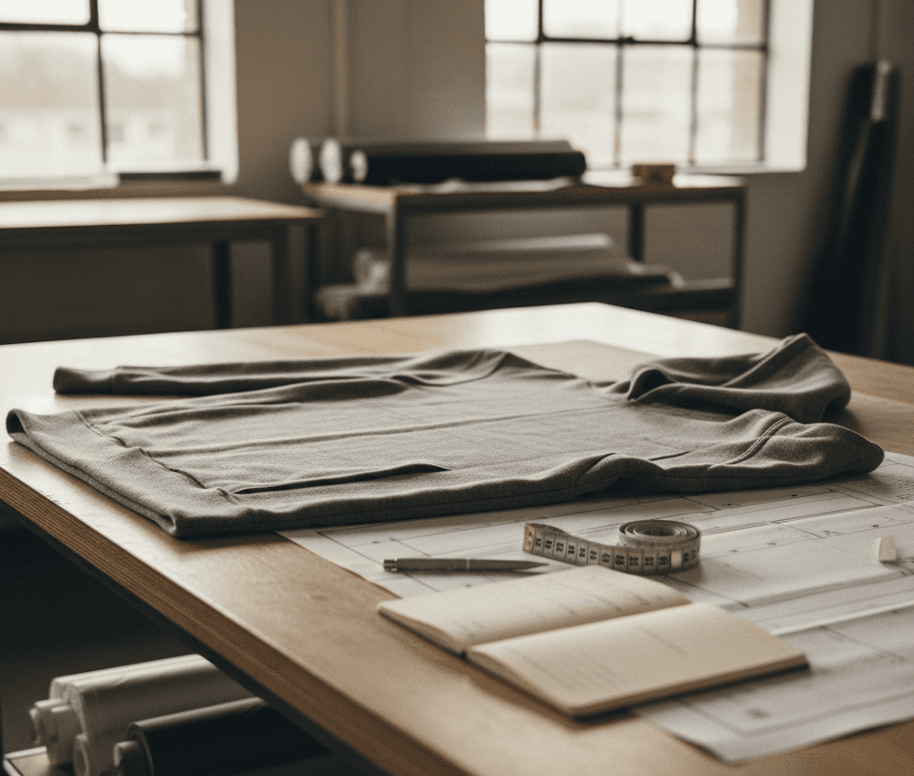 Example of a blank hoodie being measured and ready for customisation