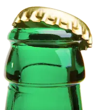 Botellin de cerveza verde con tapón corona dorado