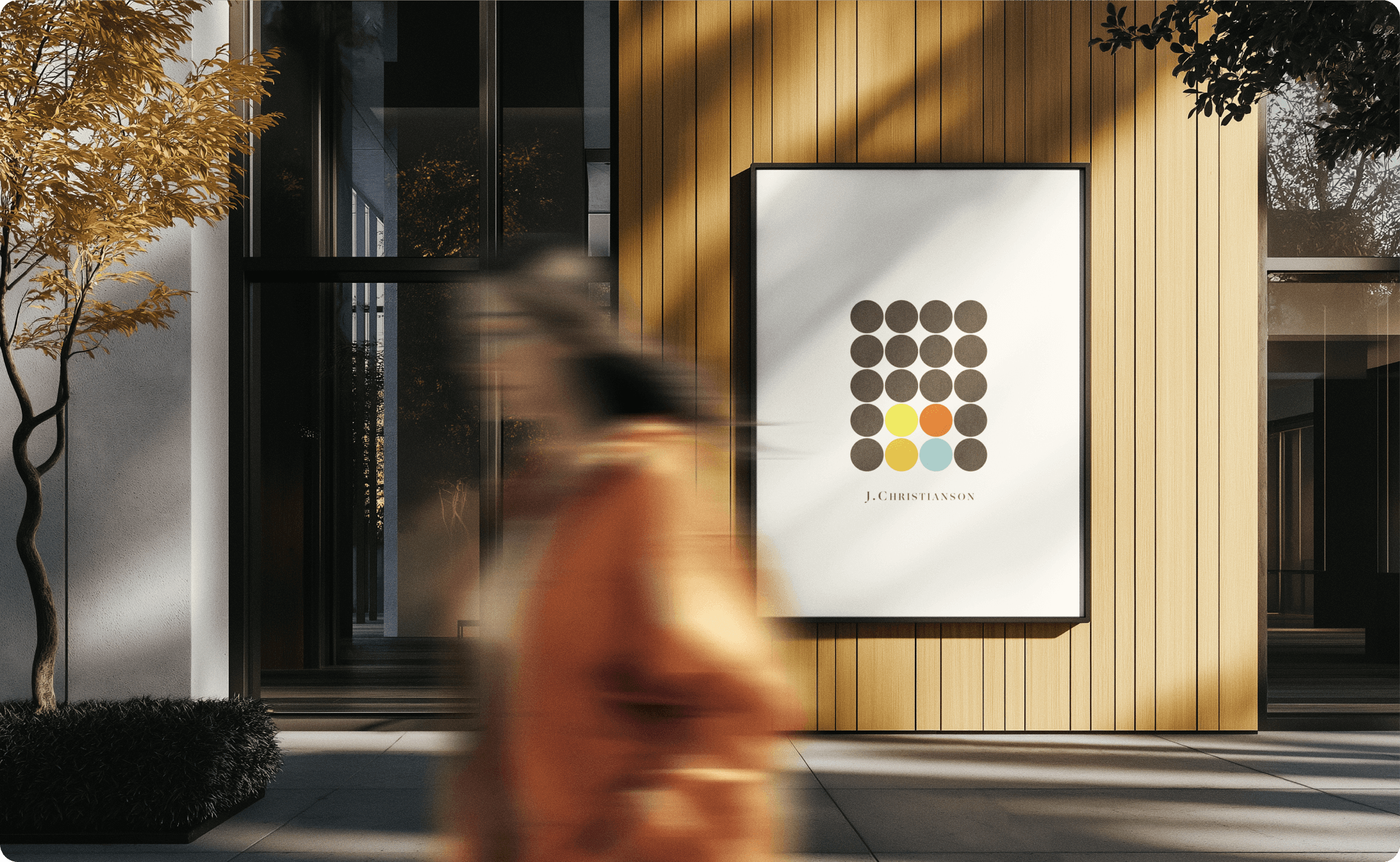 Hill country living room with cognac leather sofa, exposed wood beams, and open concept kitchen with sage green cabinets