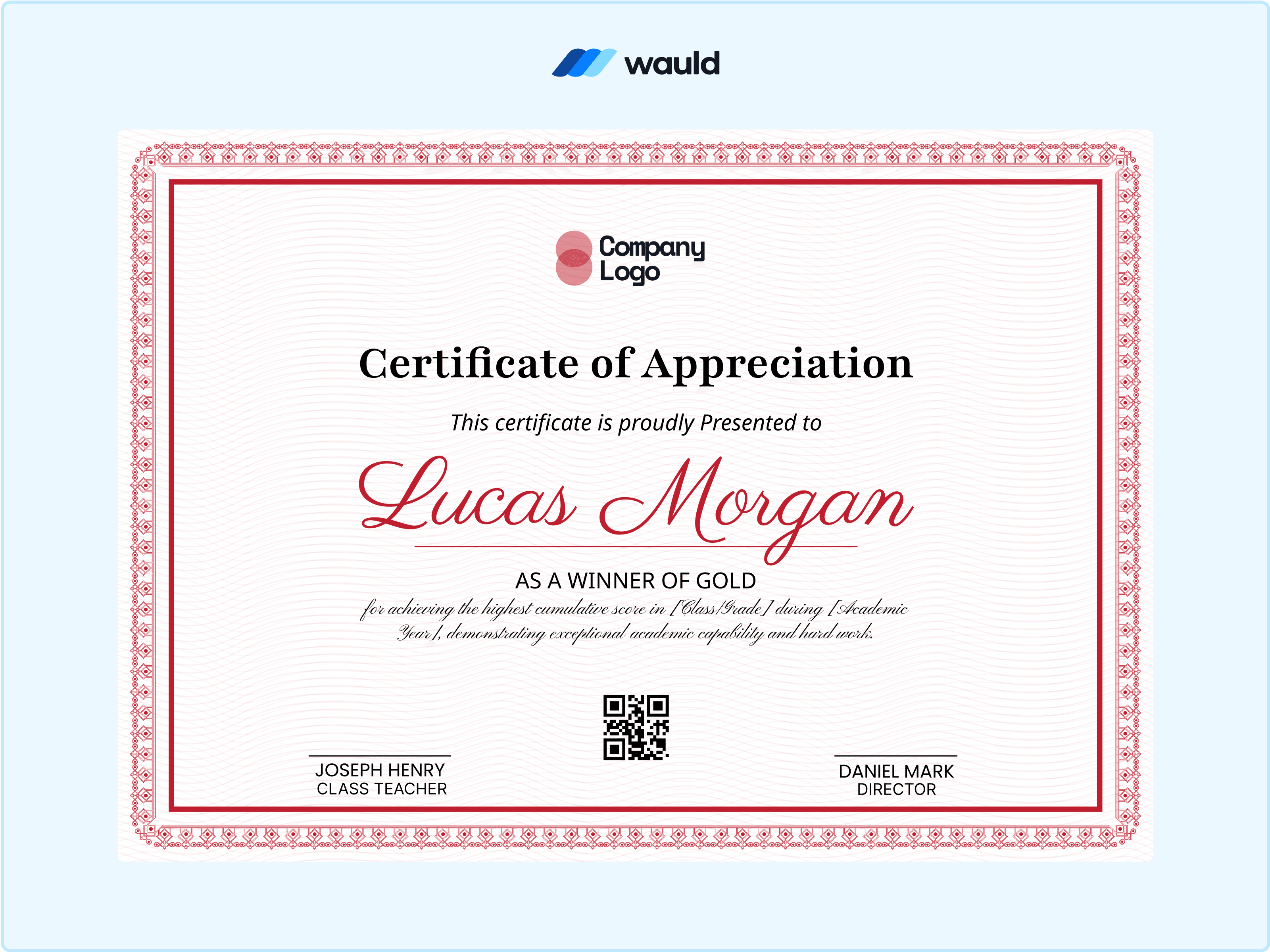 Wauld - Traditional certificate of appreciation template