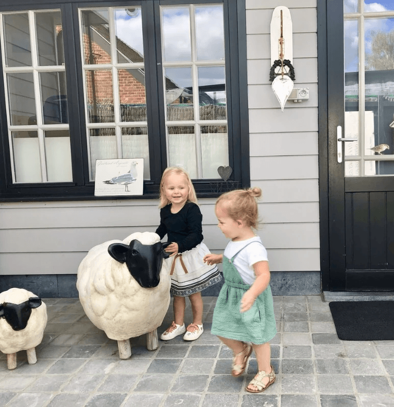 kinderen spelen met schaap