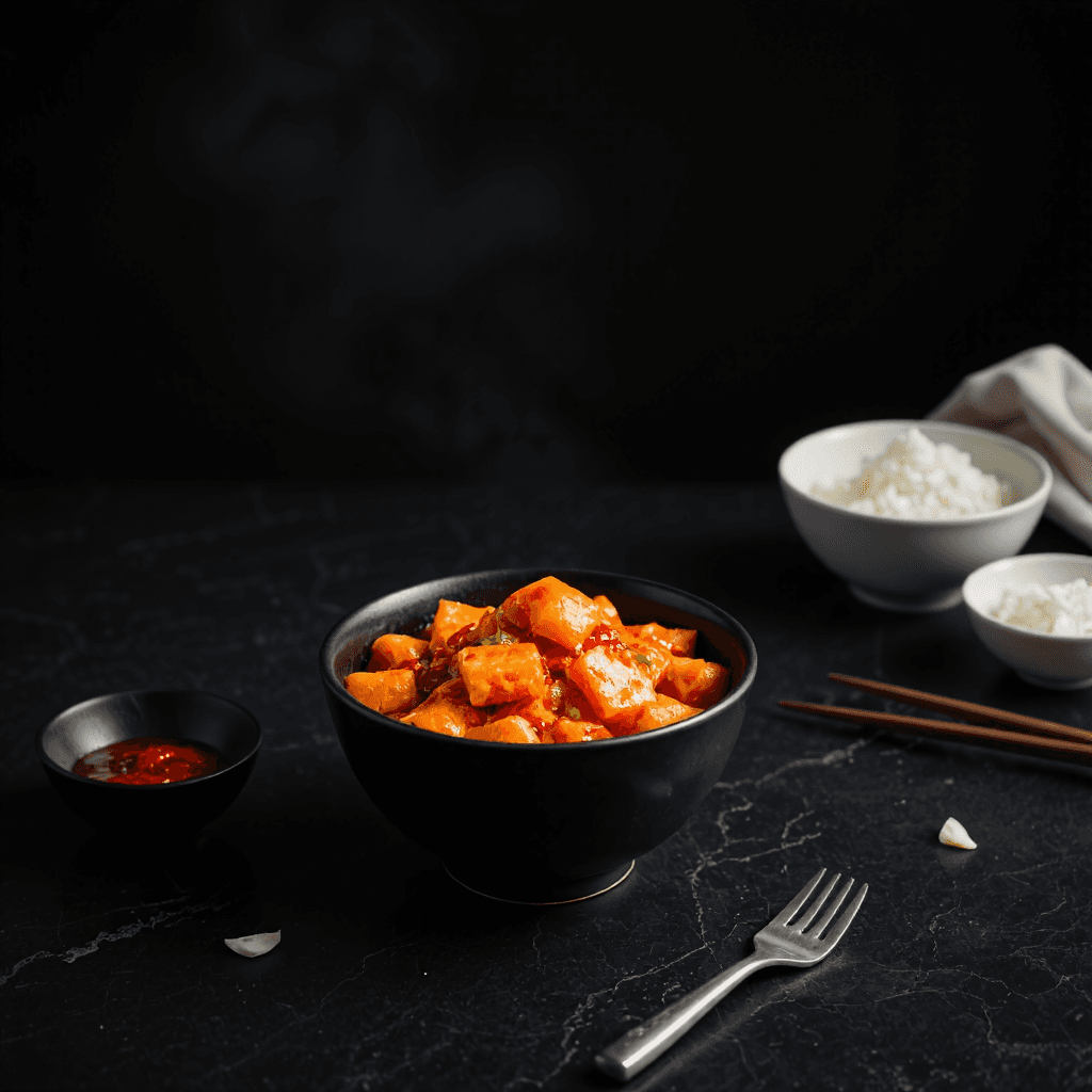 product photography of a bowl of tteokbokki