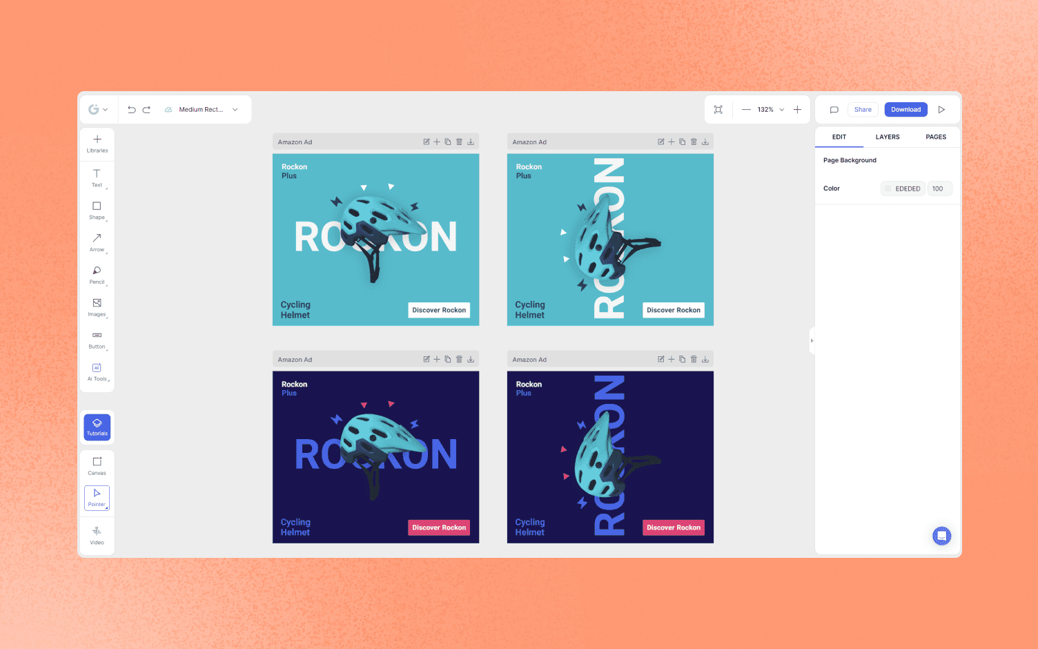 how to design amazon ad in glorify