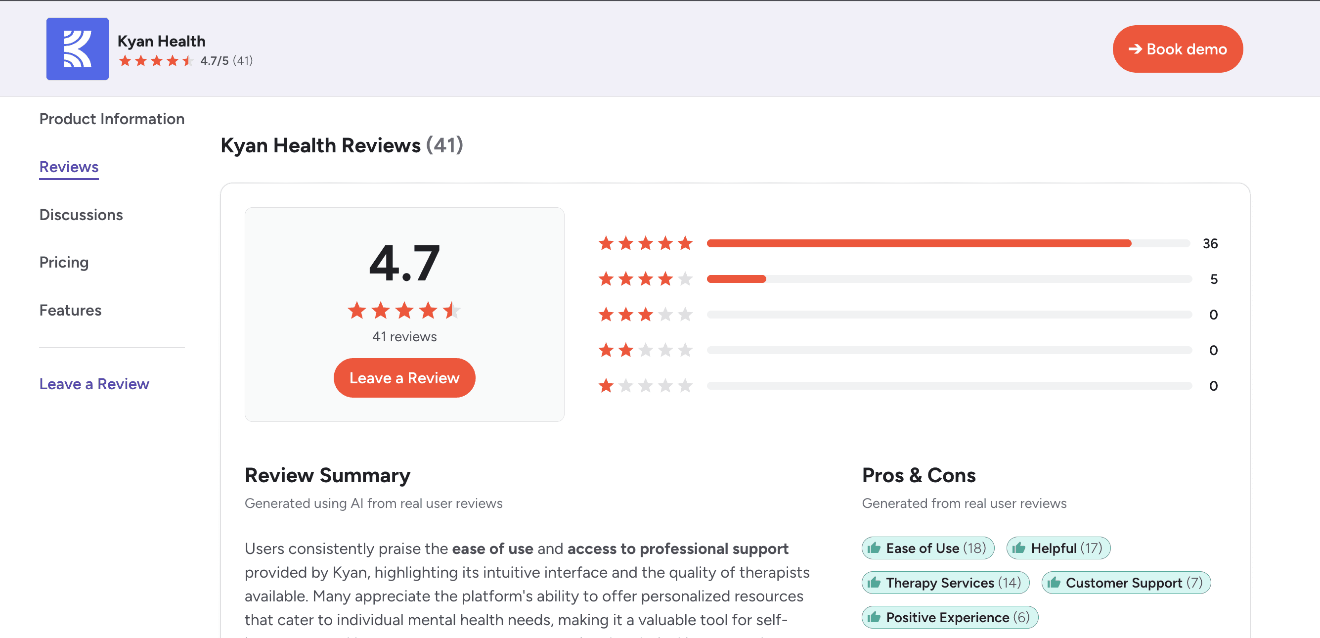 Kyan Health G2 review page