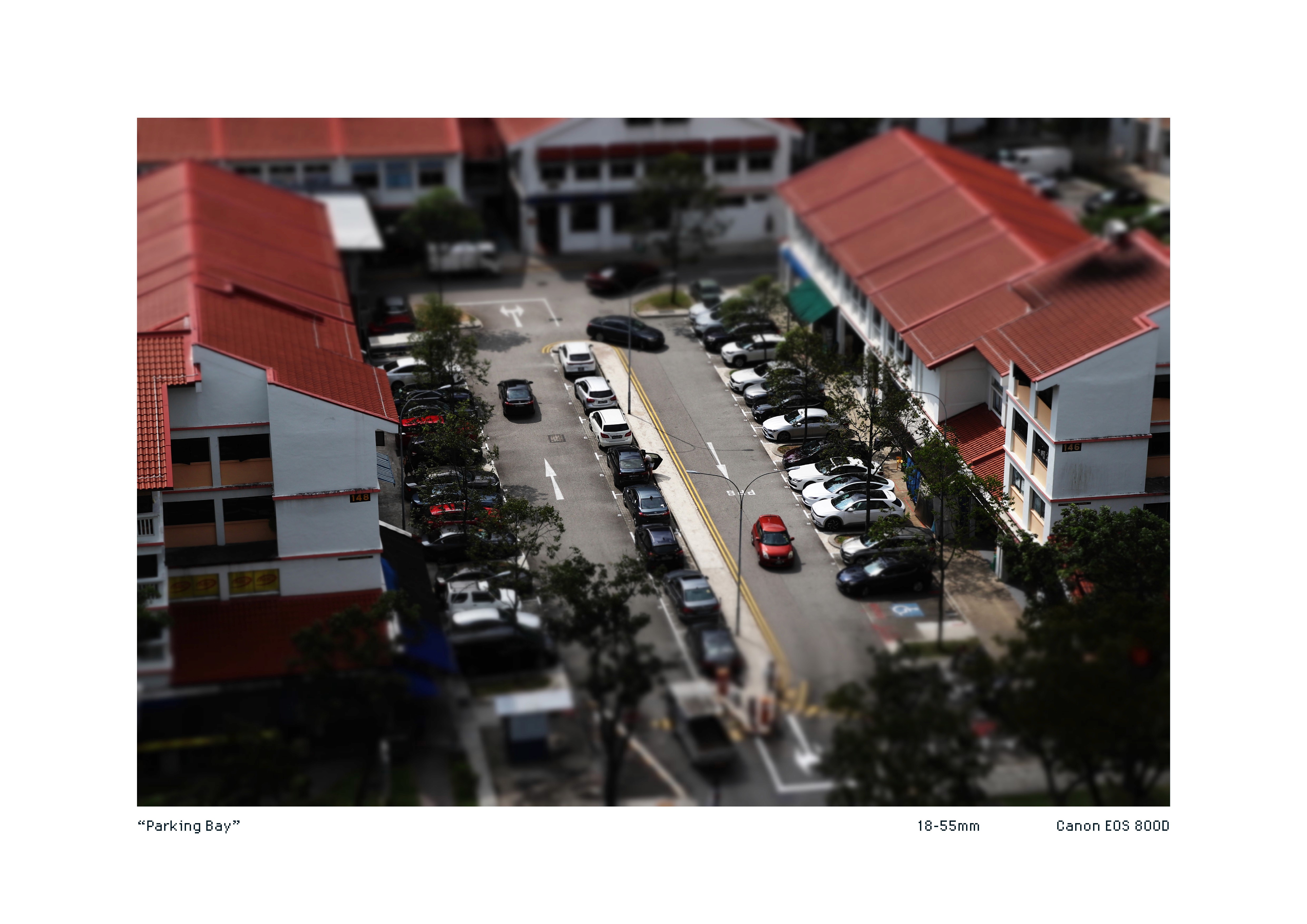 Tiltshift image of a open air parking