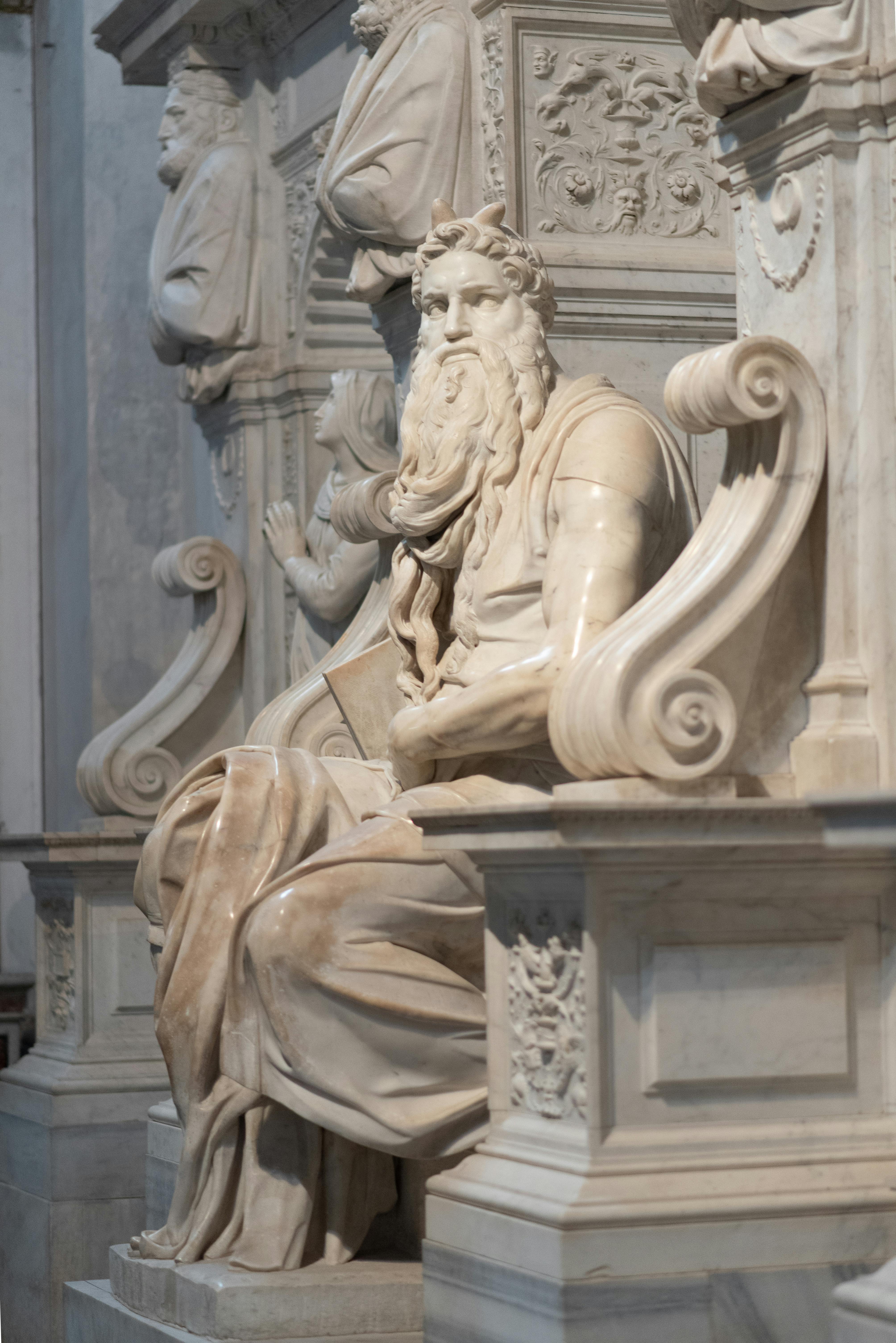Michelangelo's Moses within the tomb of Pope Julius II inside the Basilica di San Pietro in Vincoli