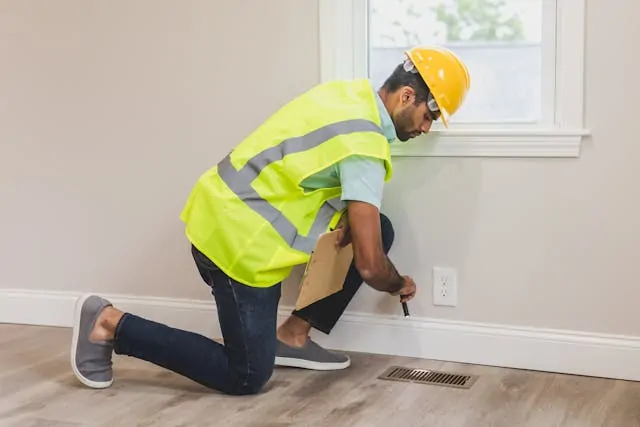 a person inspecting a home's vents