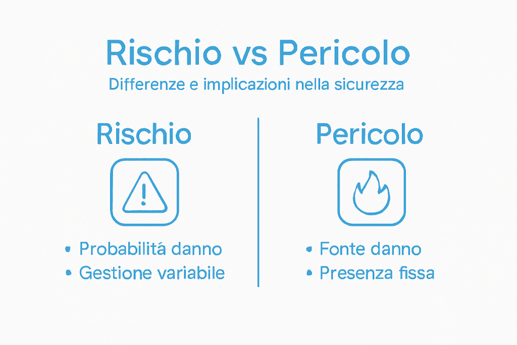 infografica su differenza tra rischio e pericolo