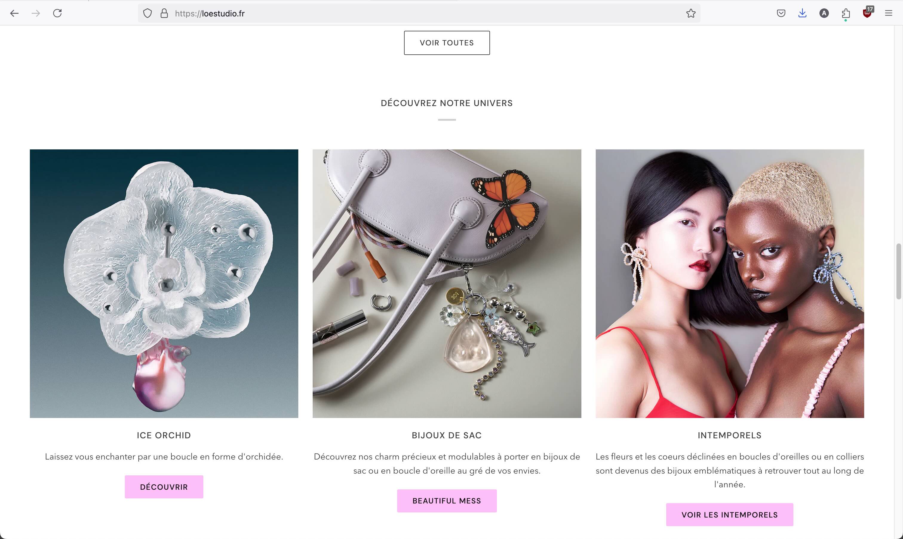 visuel de campagne digitale bijoux haute fantaisie utilisé sur site e-commerce de marque