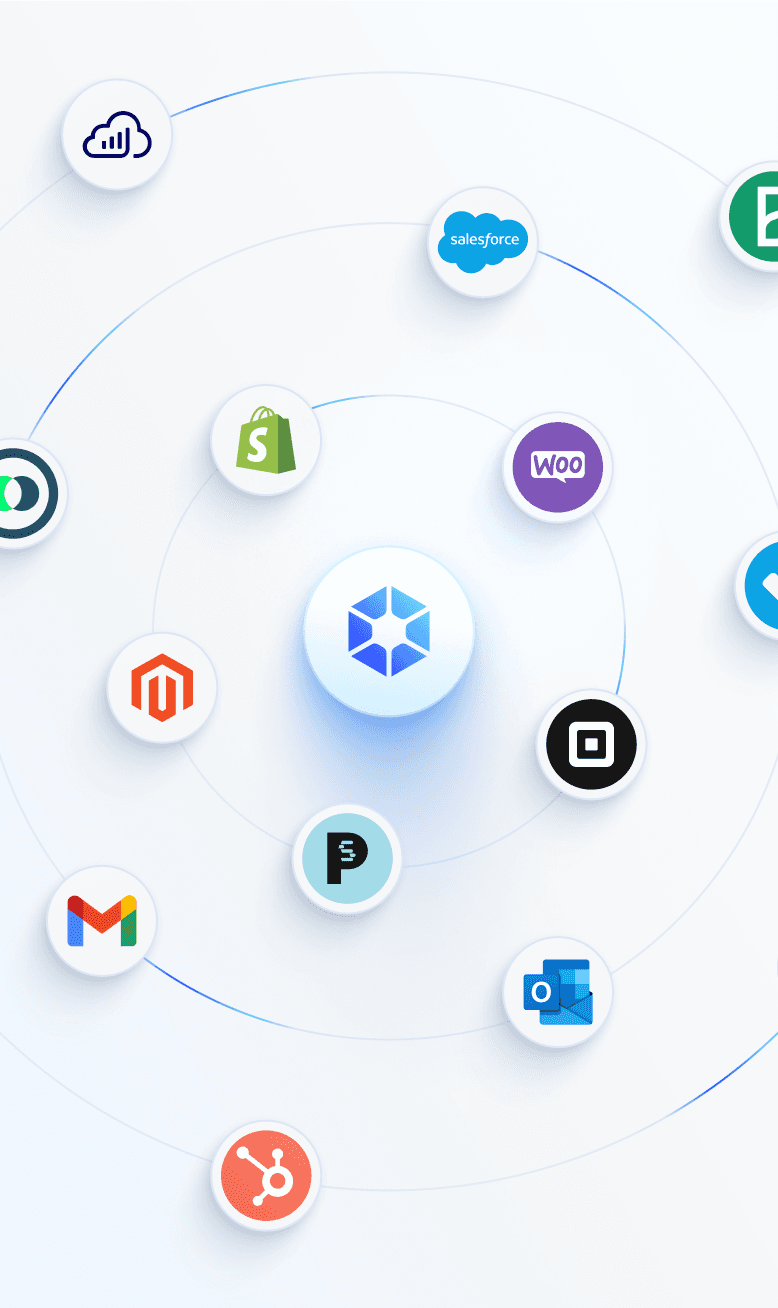 GemFlow se connecte a + de 200 apps : shopify, prestashop, gmail, outlook, etc...