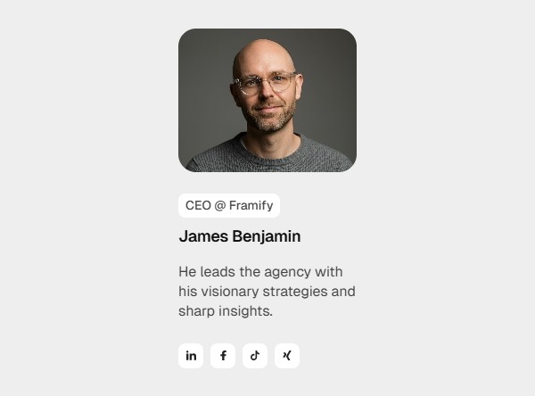 Framer Team Card Component