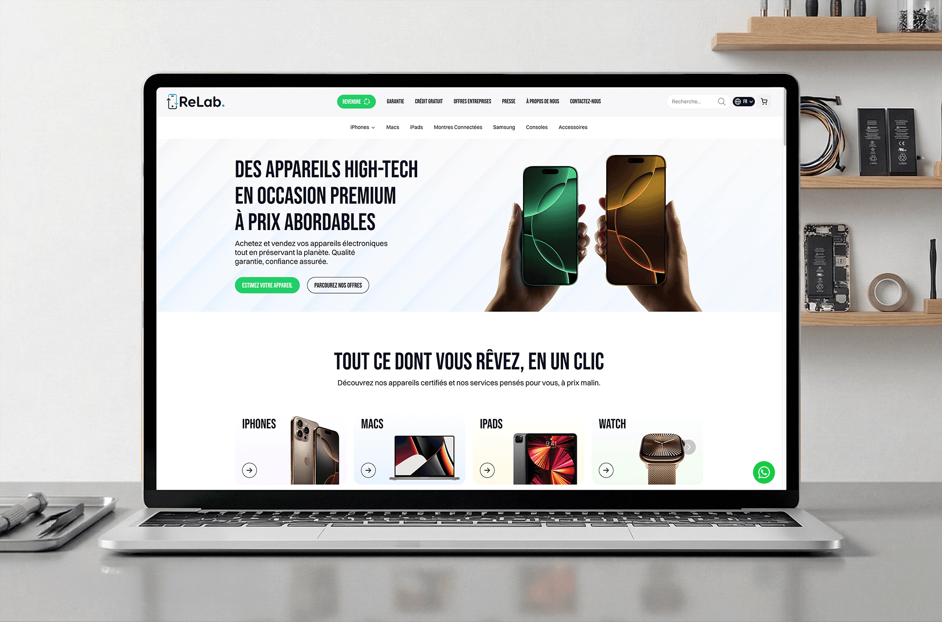 La page d'accueil du site Relab.ma créée par Novaa.studio.