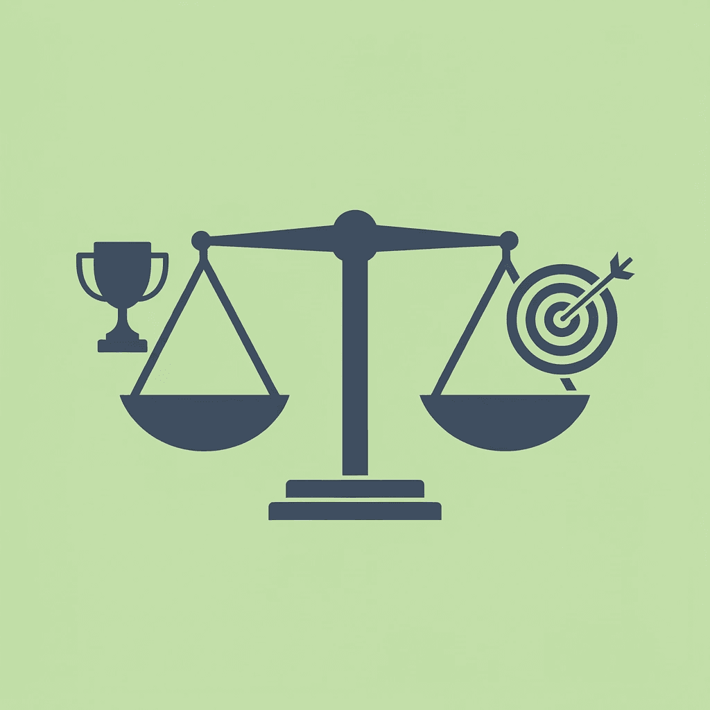 Balance scale showing fewer applicants on the specialized scholarship side versus the crowded mainstream side