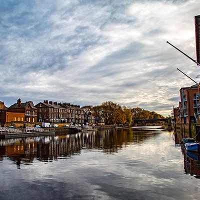 A view lookA view of York docklands during a hartingtons heritage tours coach tour of england
