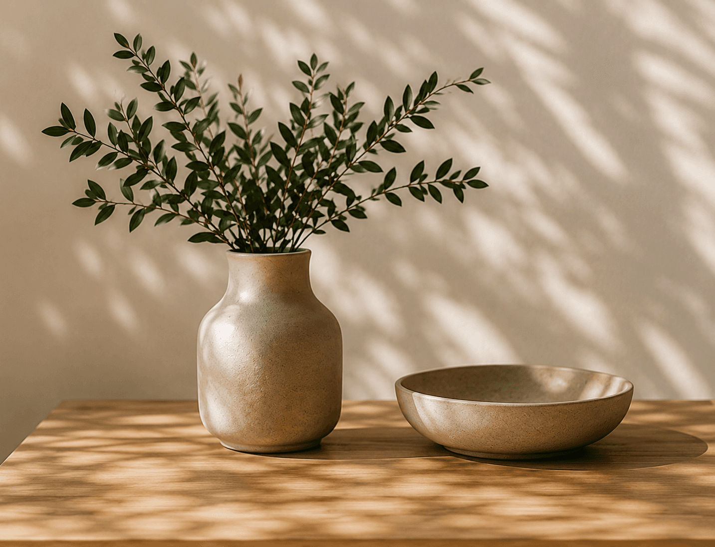 Minimalist vase and greenery representing AI marketing and automation for New Zealand small businesses.