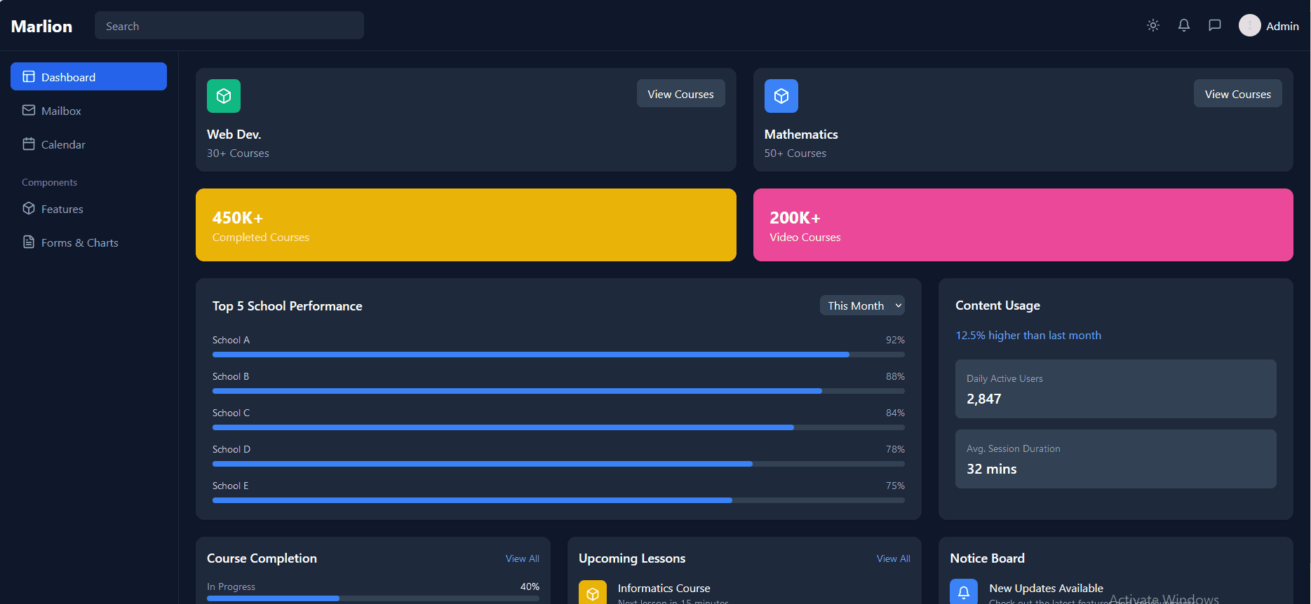 AI app admin dashboard