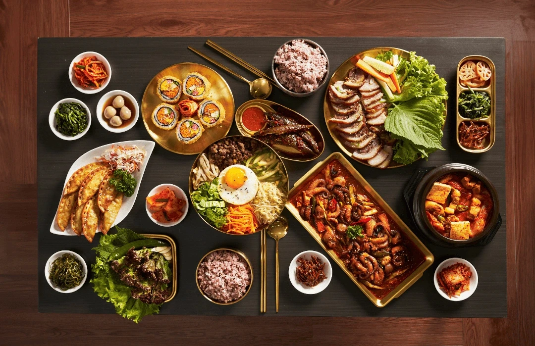 Assorted Korean dishes feast