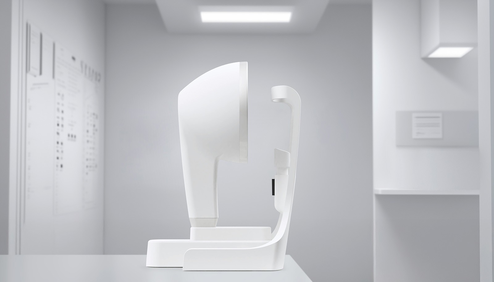 An examination device in the middle of an ophthalmology practice.