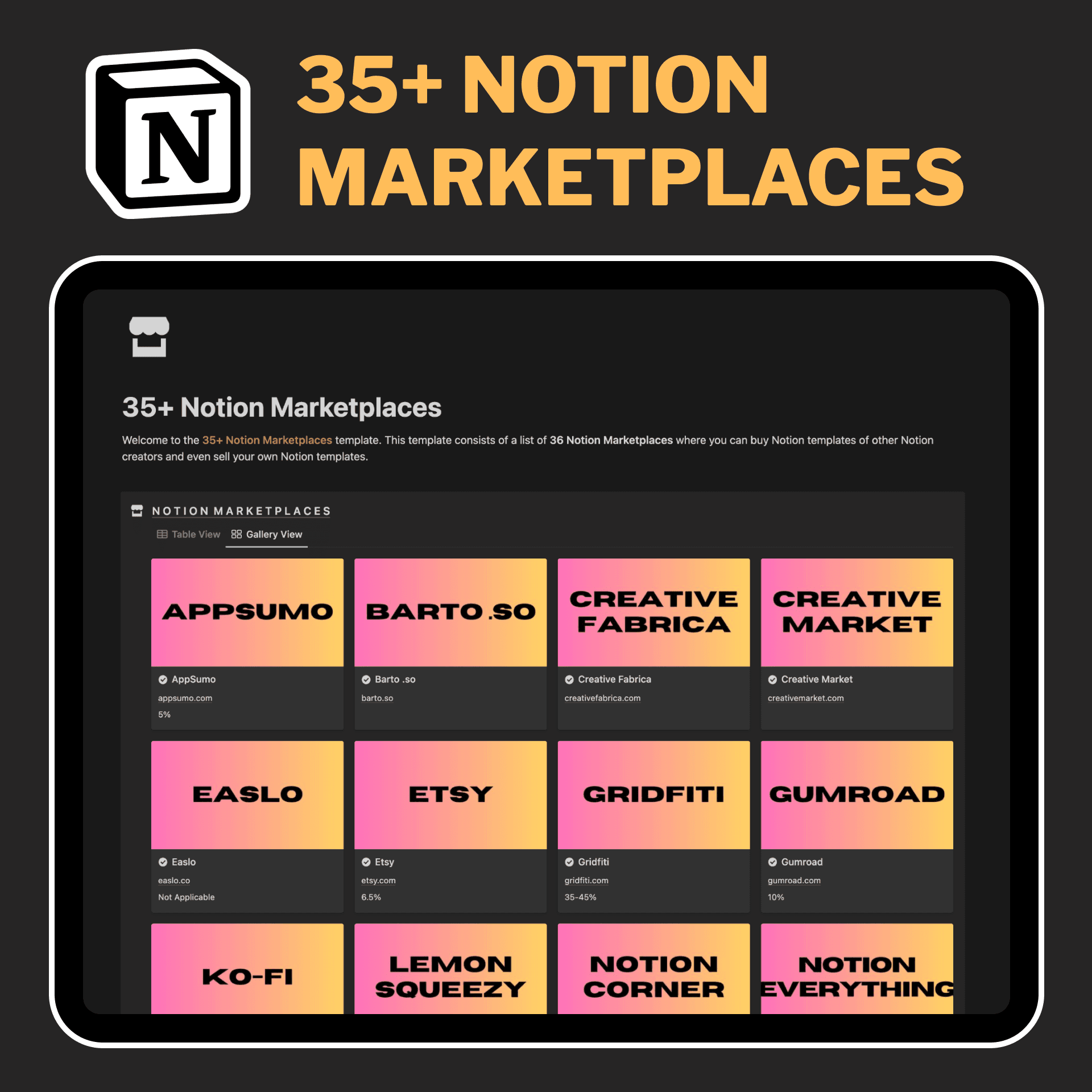 35+ Notion Marketplaces