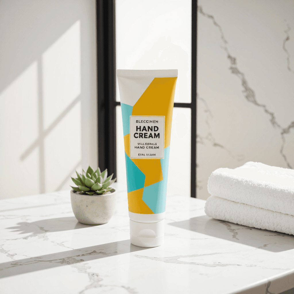 product photography of a tube of hand cream for moisturizing skin