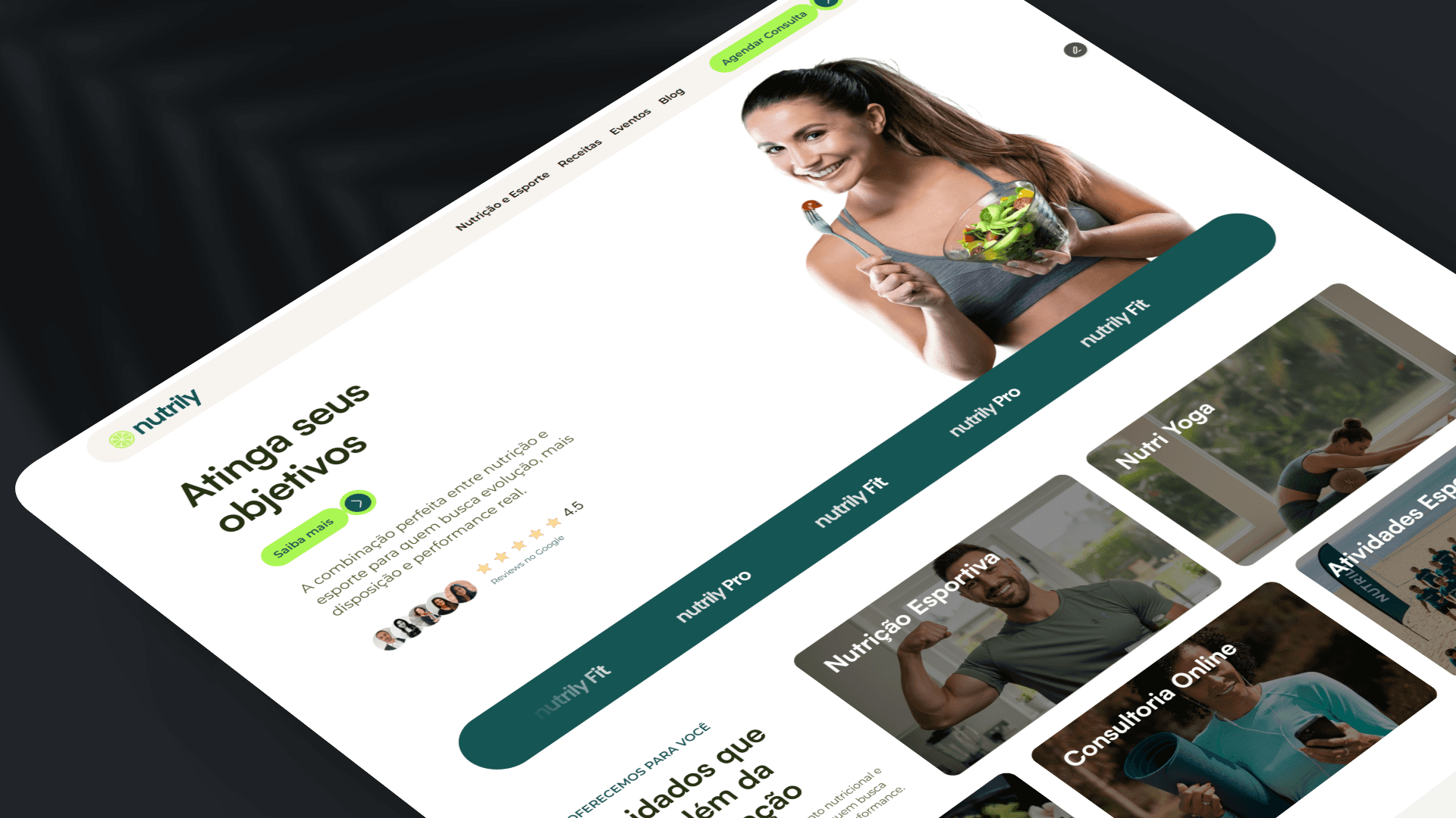 Mockup de site de suplementos