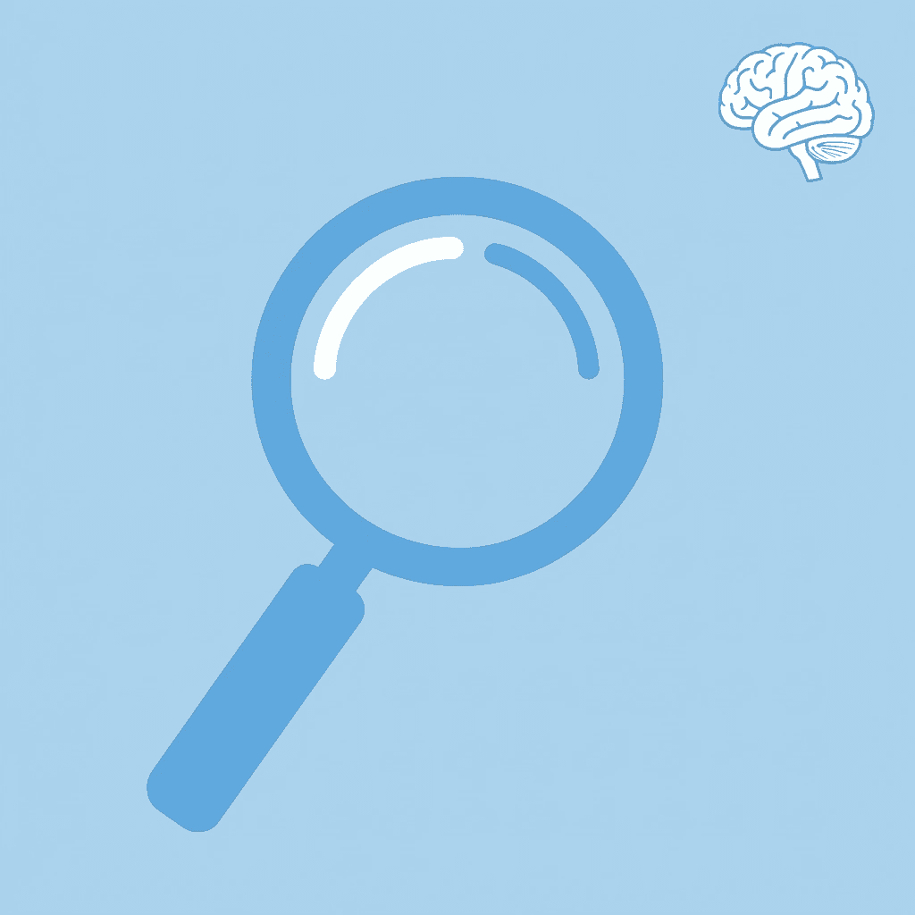  Magnifying glass icon representing focused analysis and detailed examination of key content