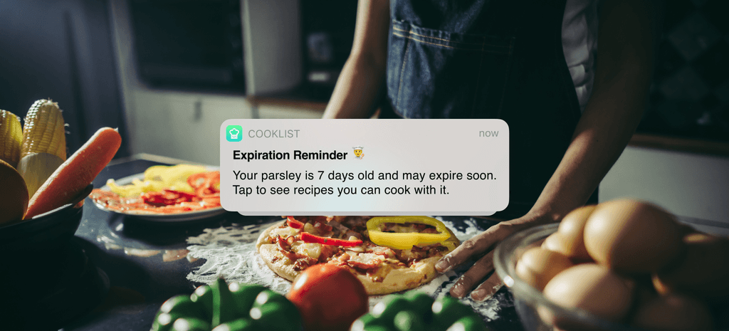 Cooklist's example of a useful notification
