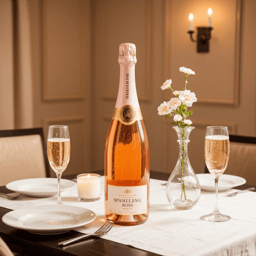 product photography of a bottle of sparkling rosé wine