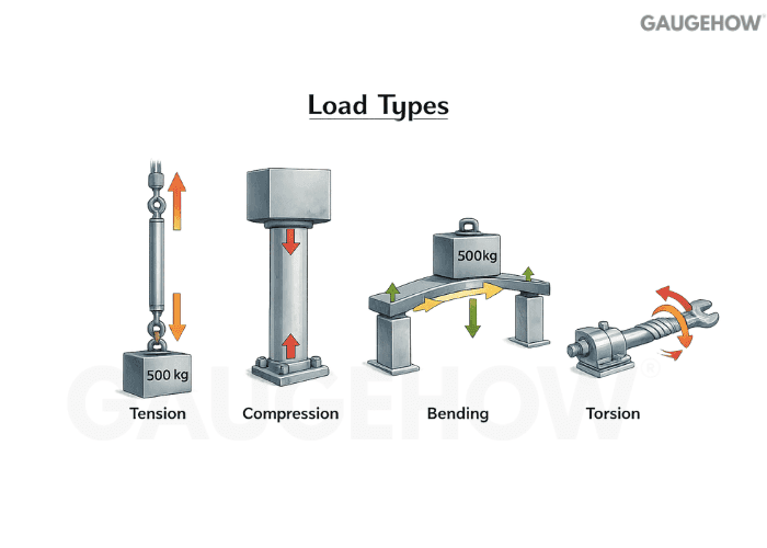 Load types tension compression bending torsion