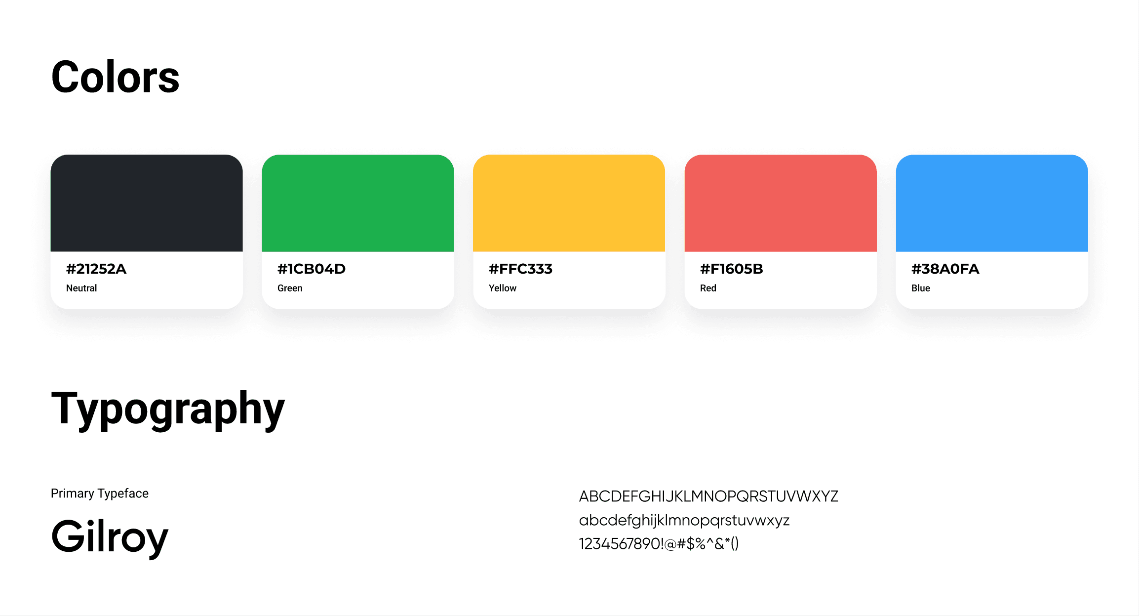 Main color pallete and font used for this project