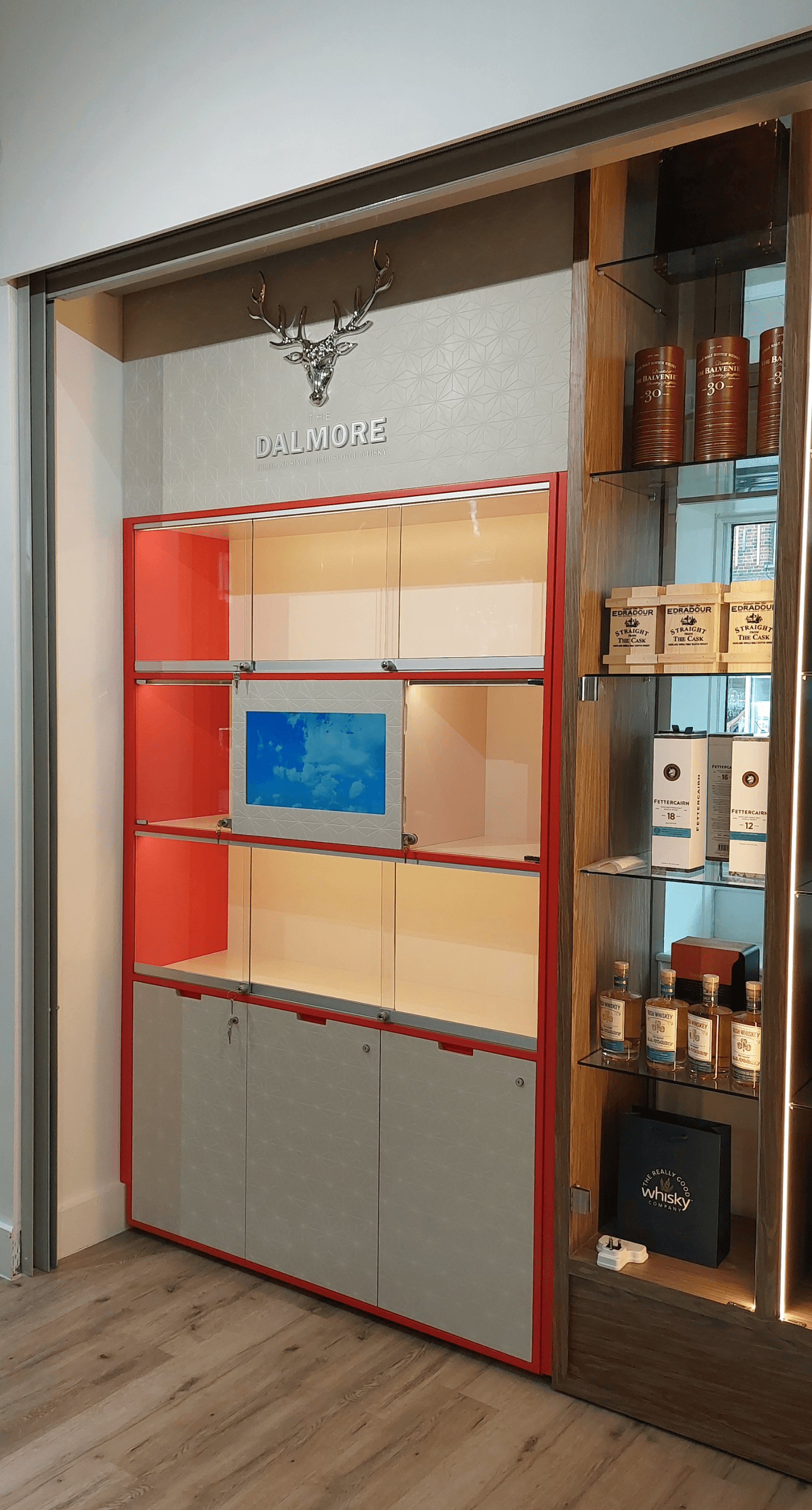 Branded whisky display cabinet retail & interior design